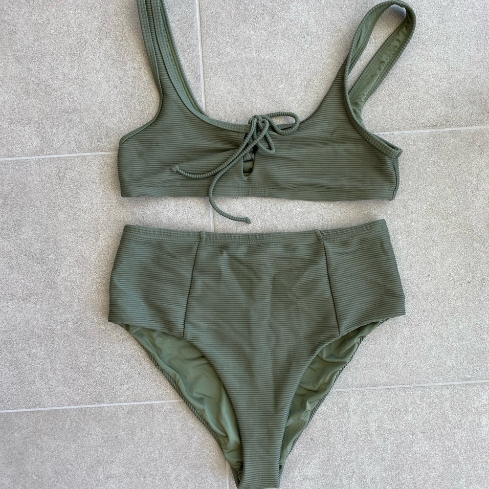 Onia Ribbed Bikini Set M/S Green
